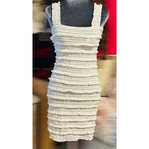 H&M Divided Ruffle-Trimmed Lace-Look Crochet Bodycon Mini Dress New